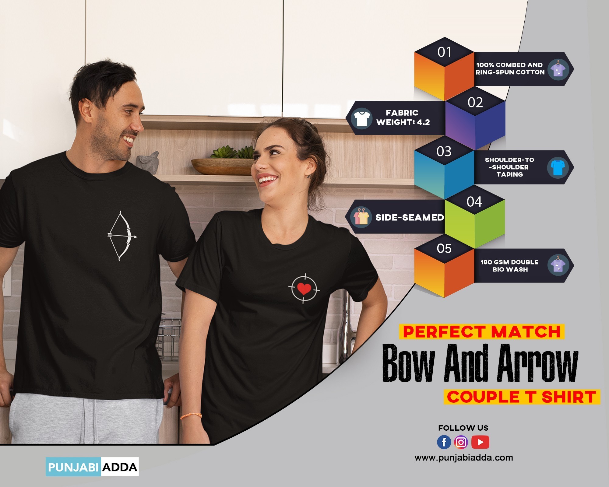 Buy Bow Arrow Matching Couple T Shirt – Punjabi Adda